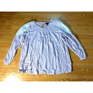 Lane Bryant 22/24 - womens blouse - pink/white stripe with lace